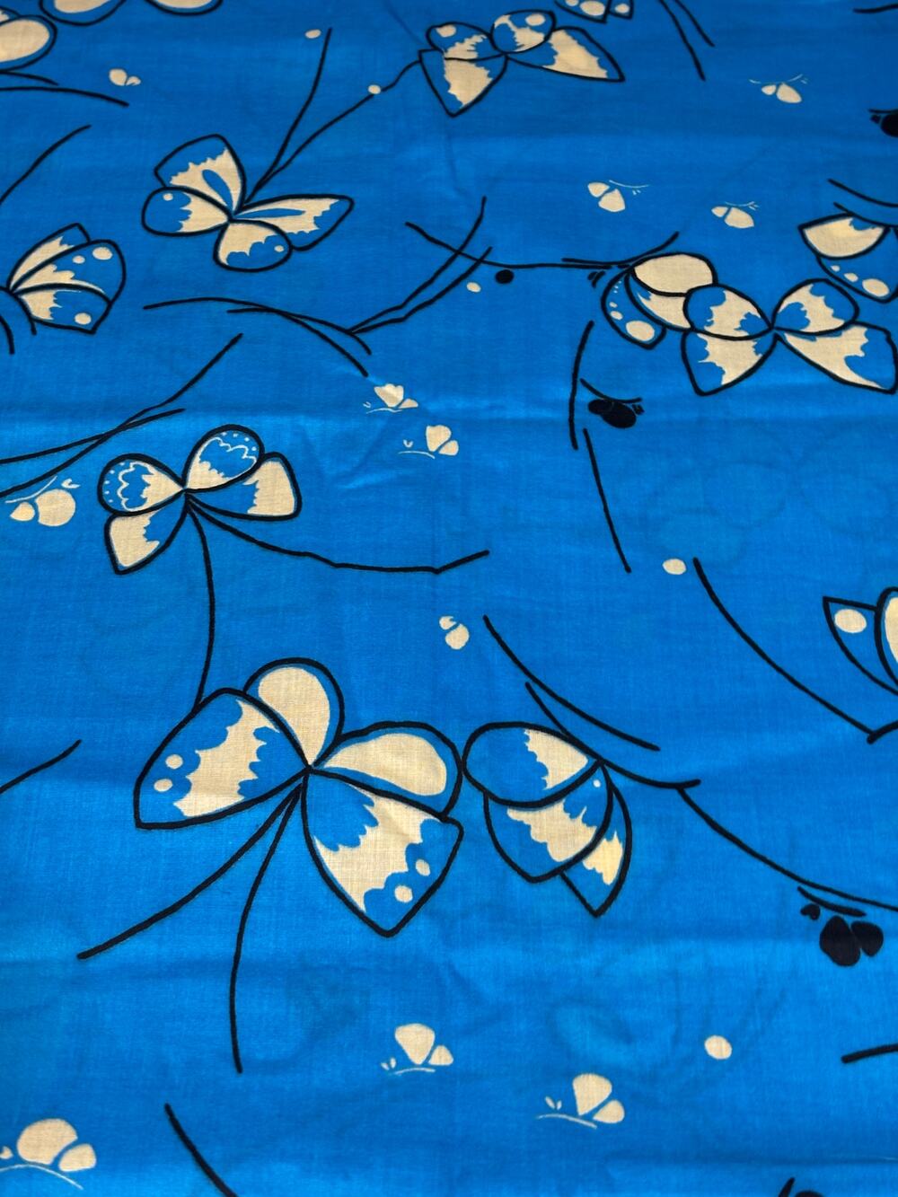Vintage Cranston Print Works Blue Butterfly Novelty Fabric 2.7 Yds 98"L x 45"W